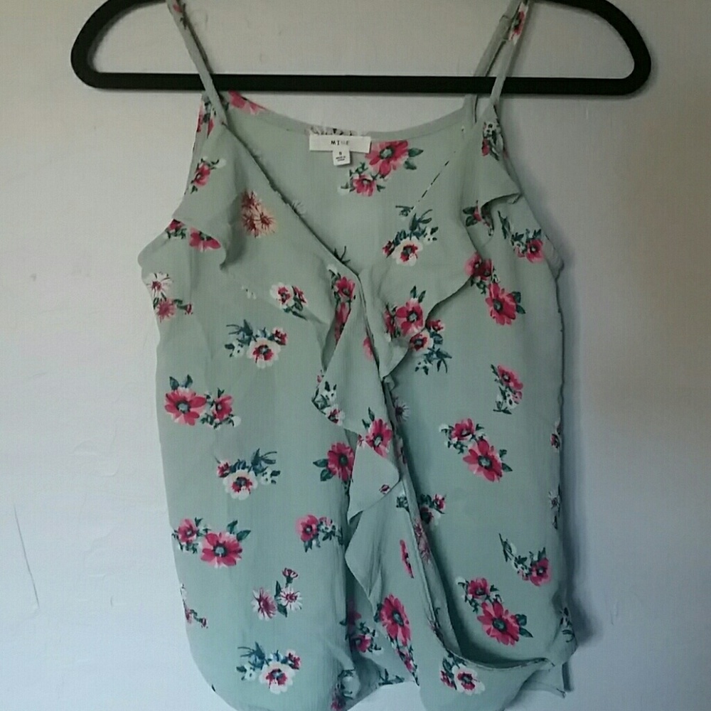 Ruffle front, spaghetti strap summer tank